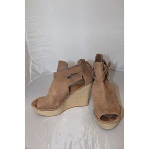 UGG Women's Taupe Suede Wedge Ankle Booties Peep Toe Size 8